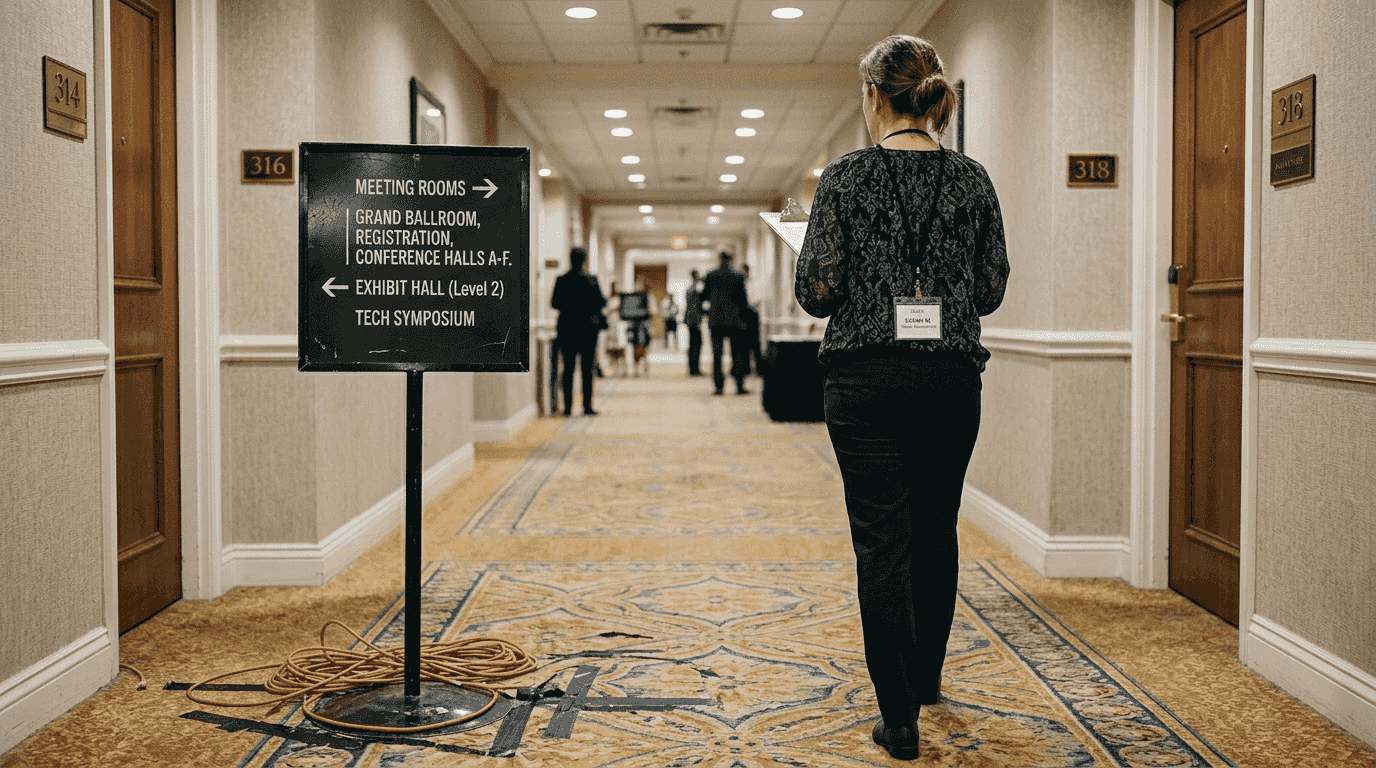 Event planner marking signage locations