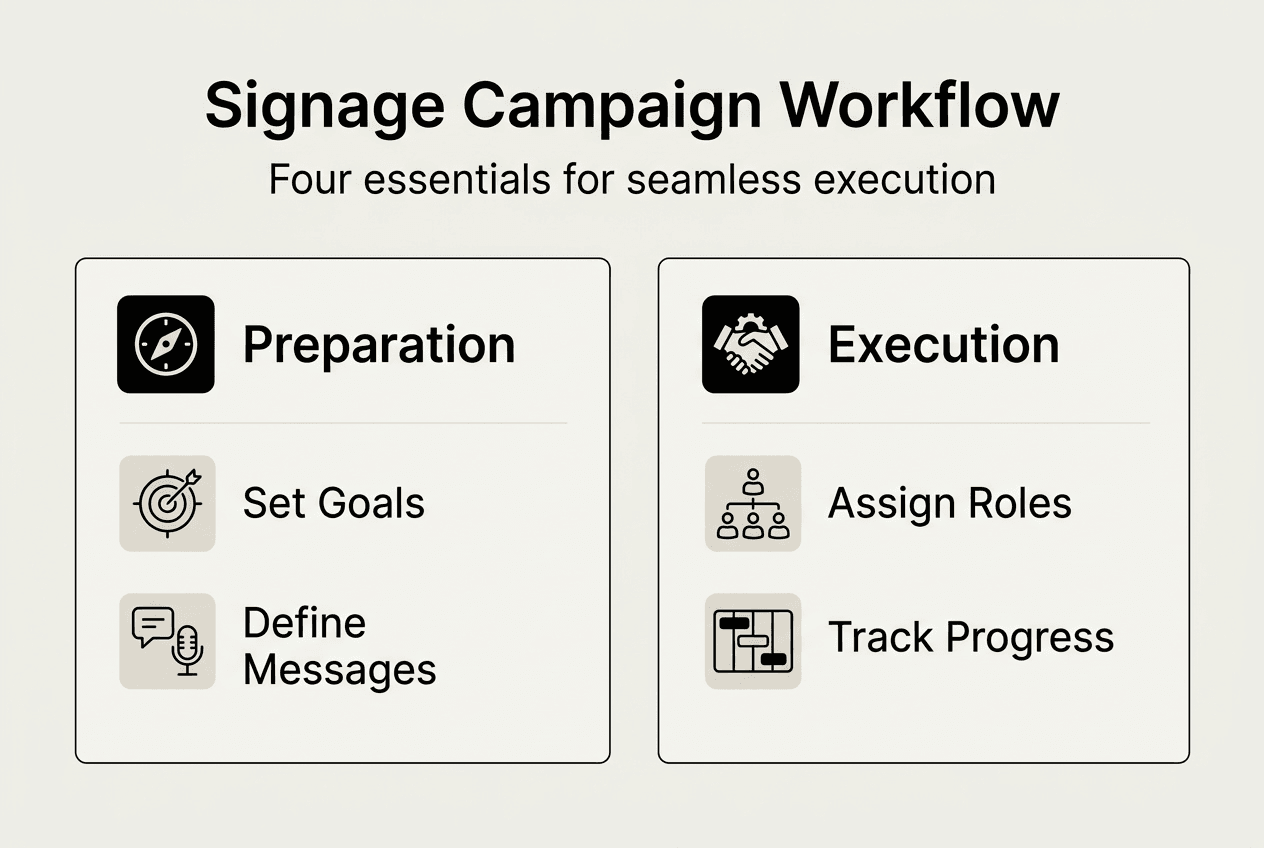 Infographic signage campaign workflow essentials