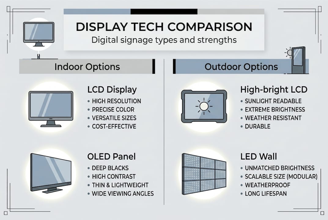 Infographic digital signage tech comparison