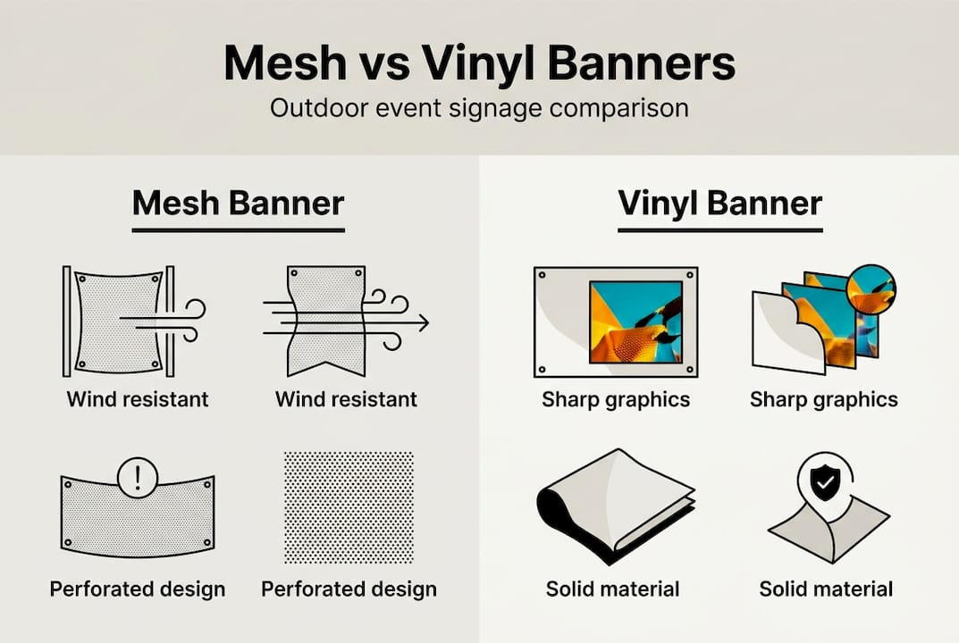 Infographic mesh and vinyl banner comparison