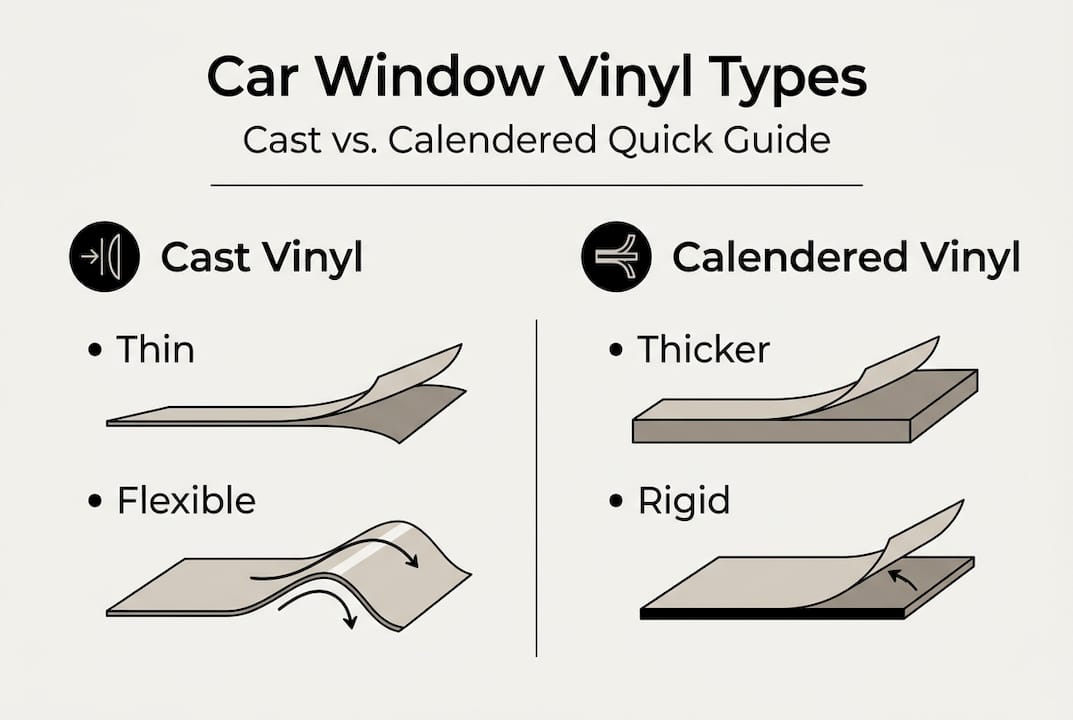 Infographic comparing cast and calendered vinyl