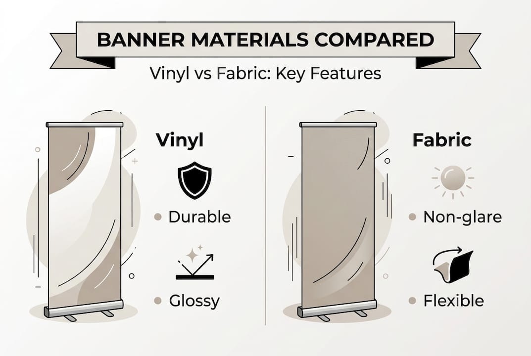 Infographic comparing vinyl and fabric banner features
