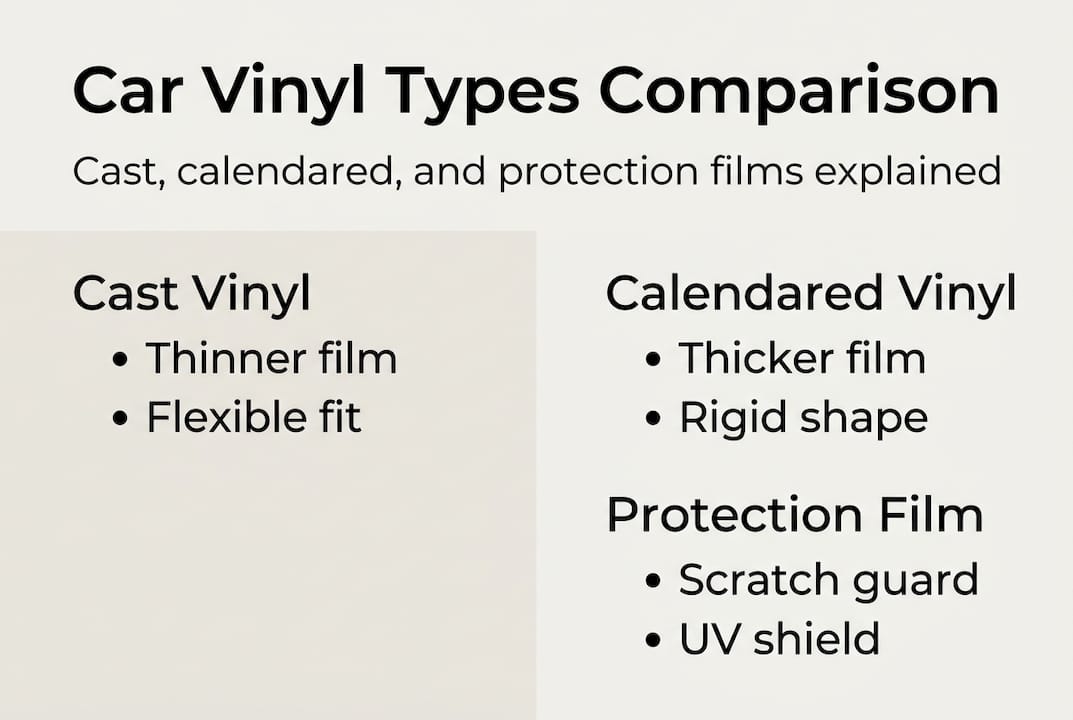 Infographic comparing automotive vinyl types