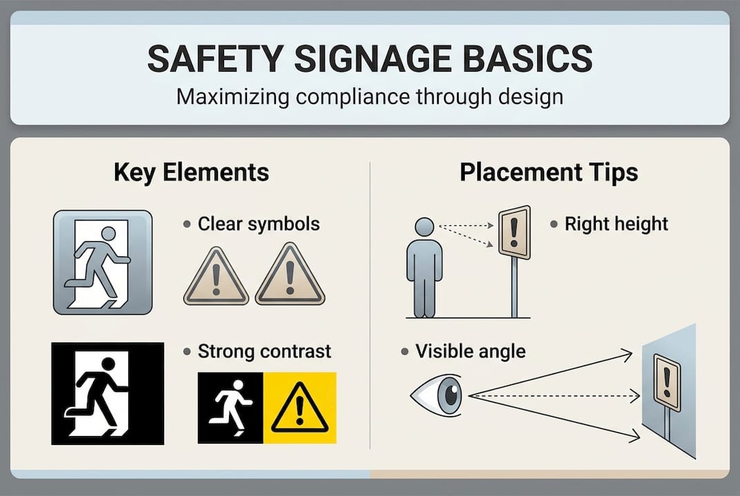 Infographic showing signage basics and placement