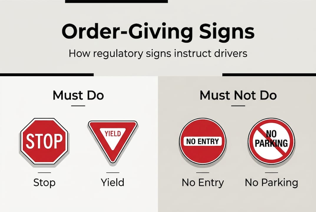 Infographic showing order-giving regulatory sign types
