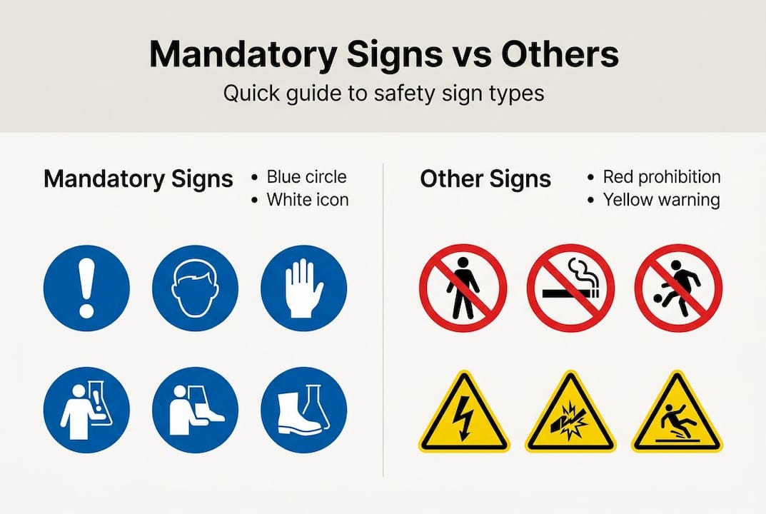 Infographic comparing mandatory and other safety signs