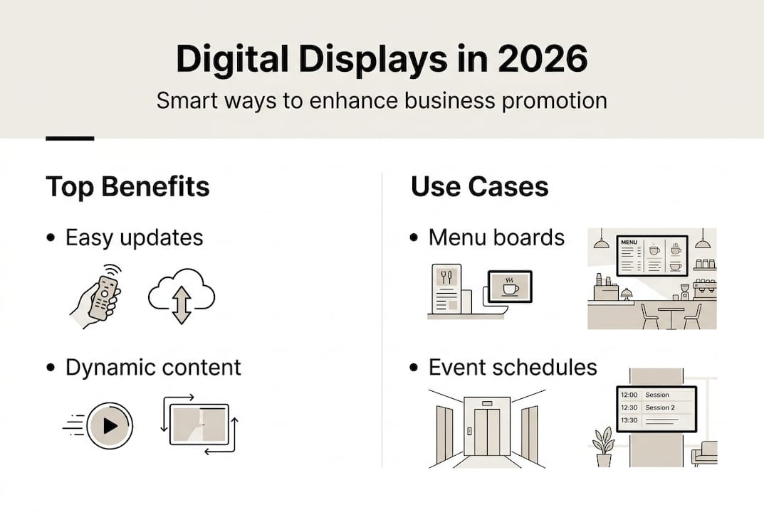 Infographic digital display uses and benefits