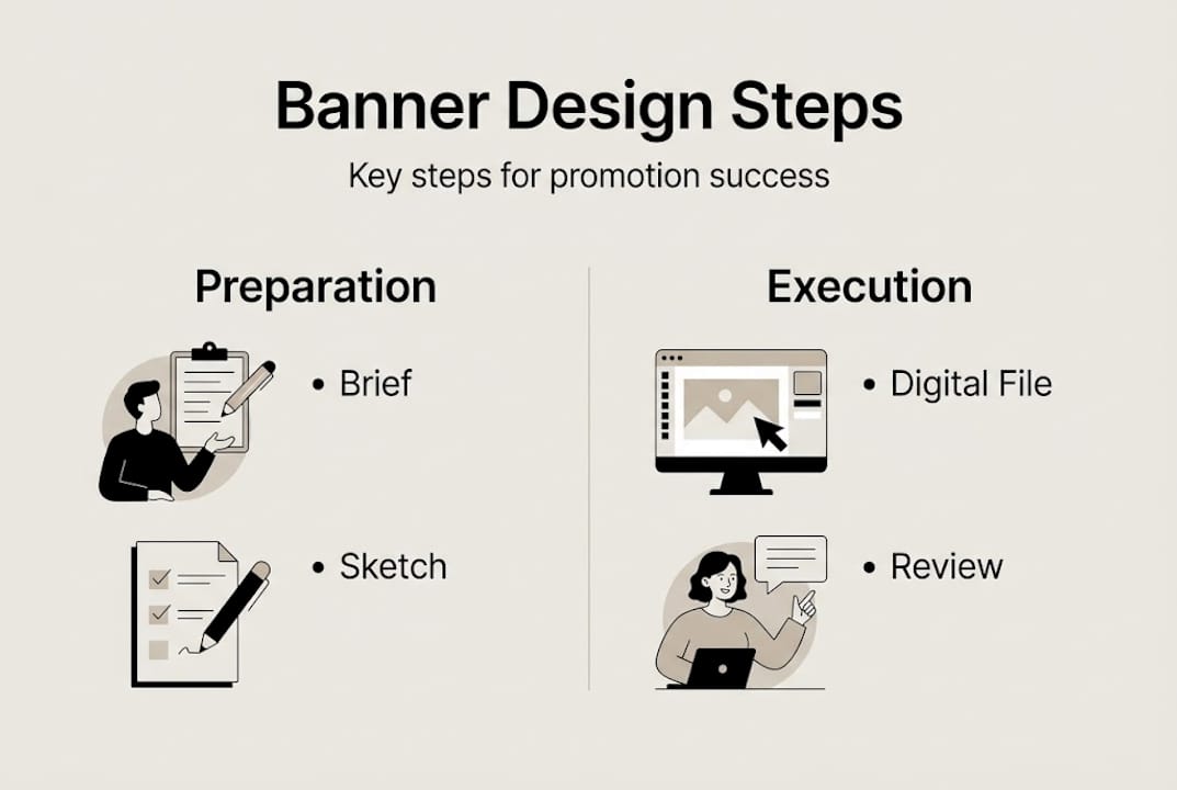 Infographic of banner design process steps