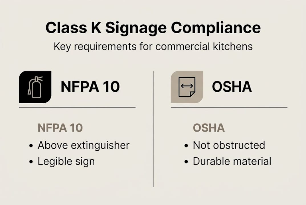 Infographic summarizing Class K signage compliance