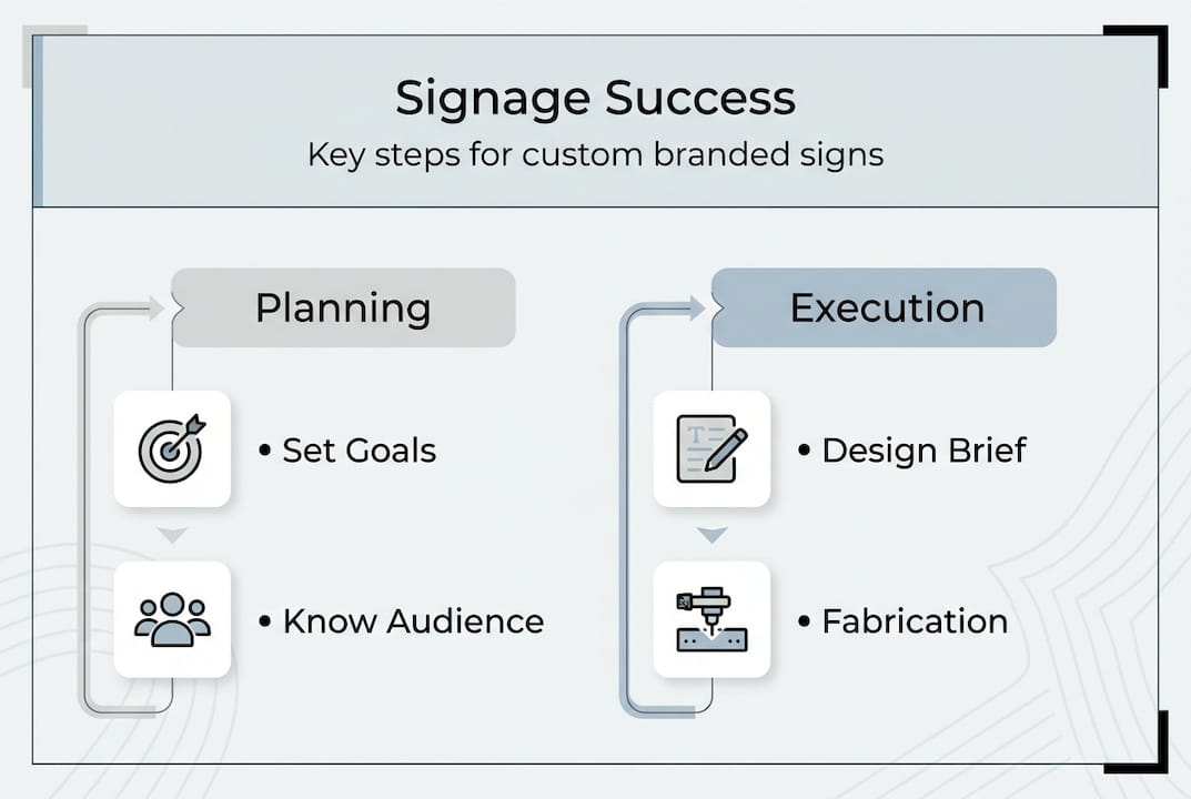 Infographic shows steps to create custom signage
