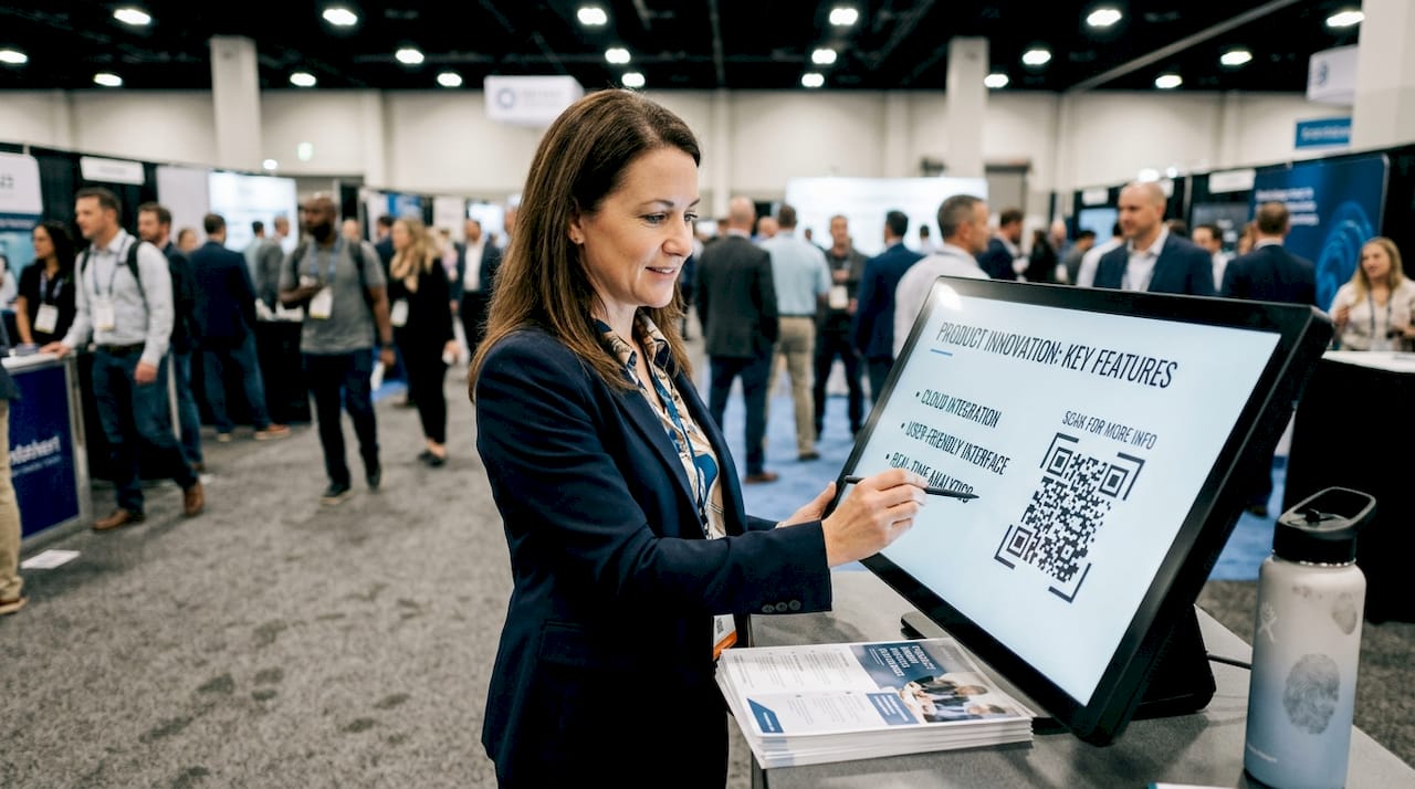 Exhibitor using digital signage for engagement