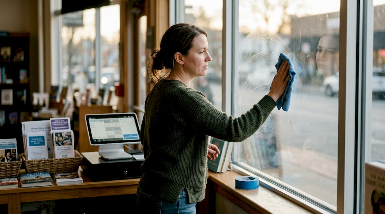 Preparing window surface for vinyl lettering