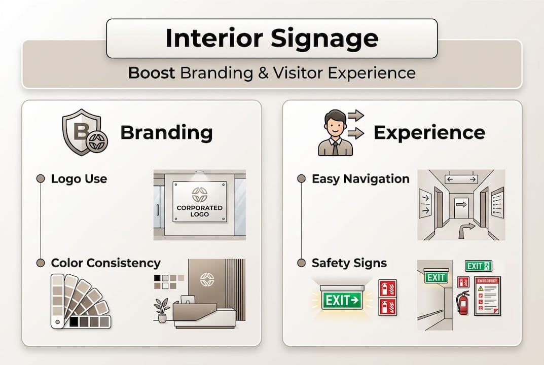 Infographic on branding and experience signage benefits