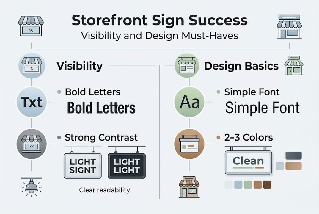 Infographic storefront sign visibility and design tips