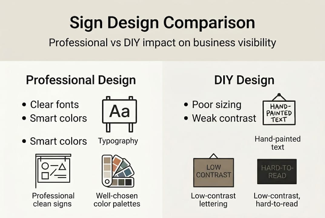 Infographic comparing professional and DIY signage
