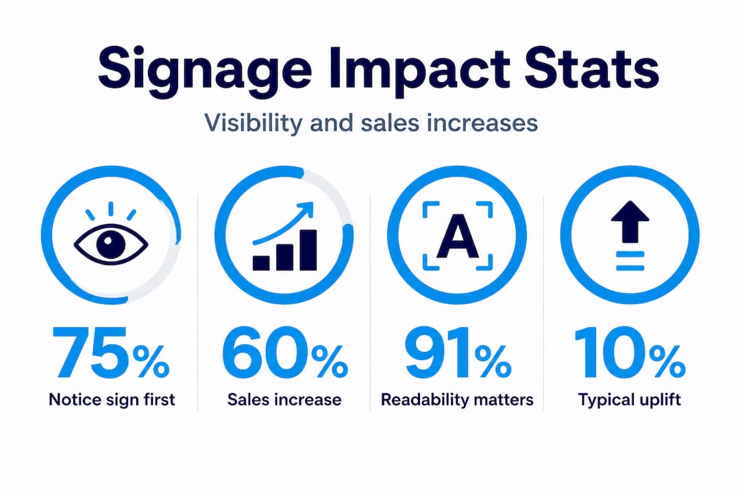 Infographic showing signage and sales impact statistics