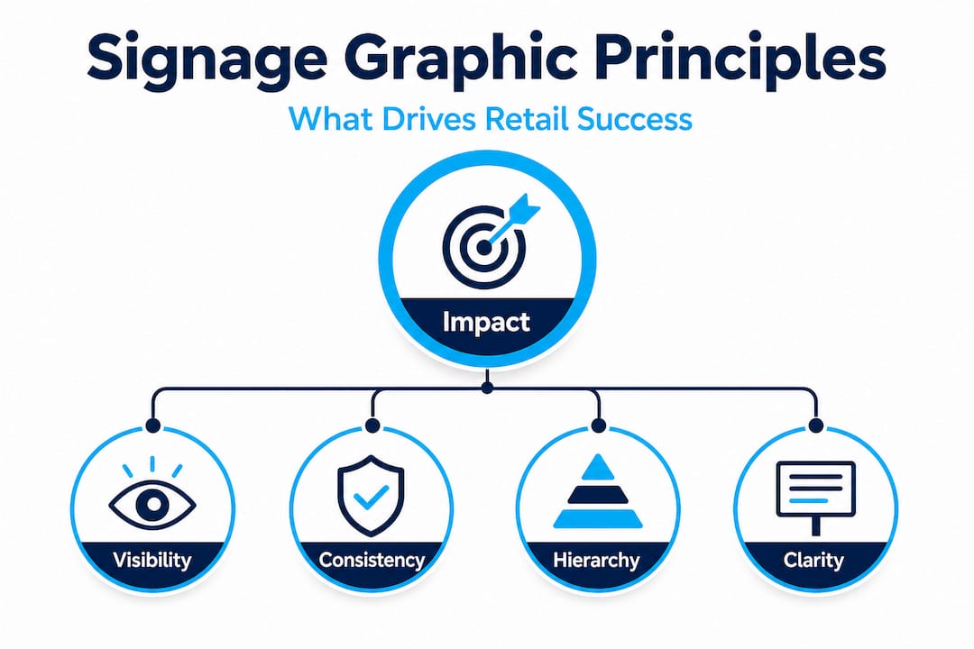 Infographic showing hierarchy of signage graphic principles