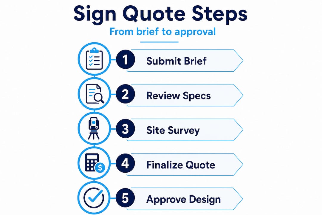 Infographic showing custom sign quoting steps