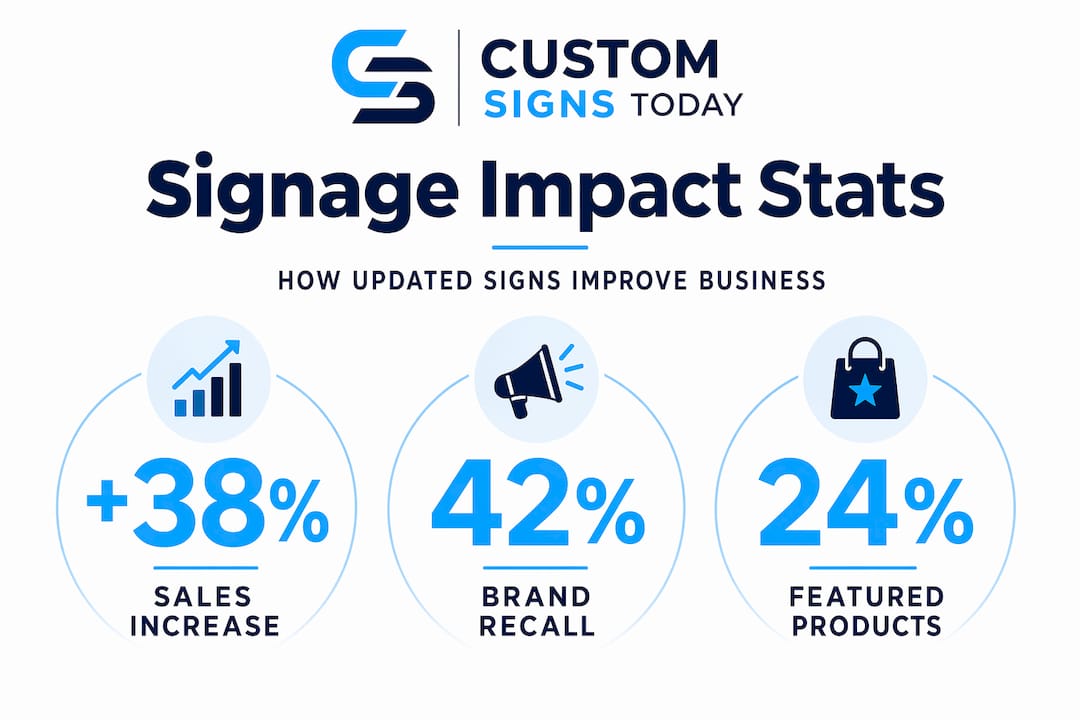 Infographic with sales and recall statistics for updated signs