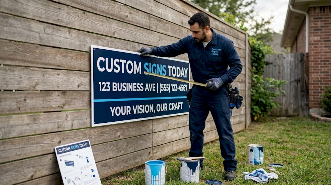 Installer checks readable business sign font