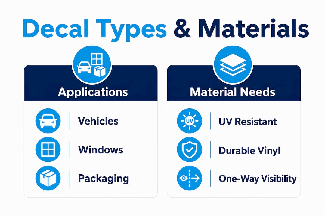 Infographic of decal types and material requirements