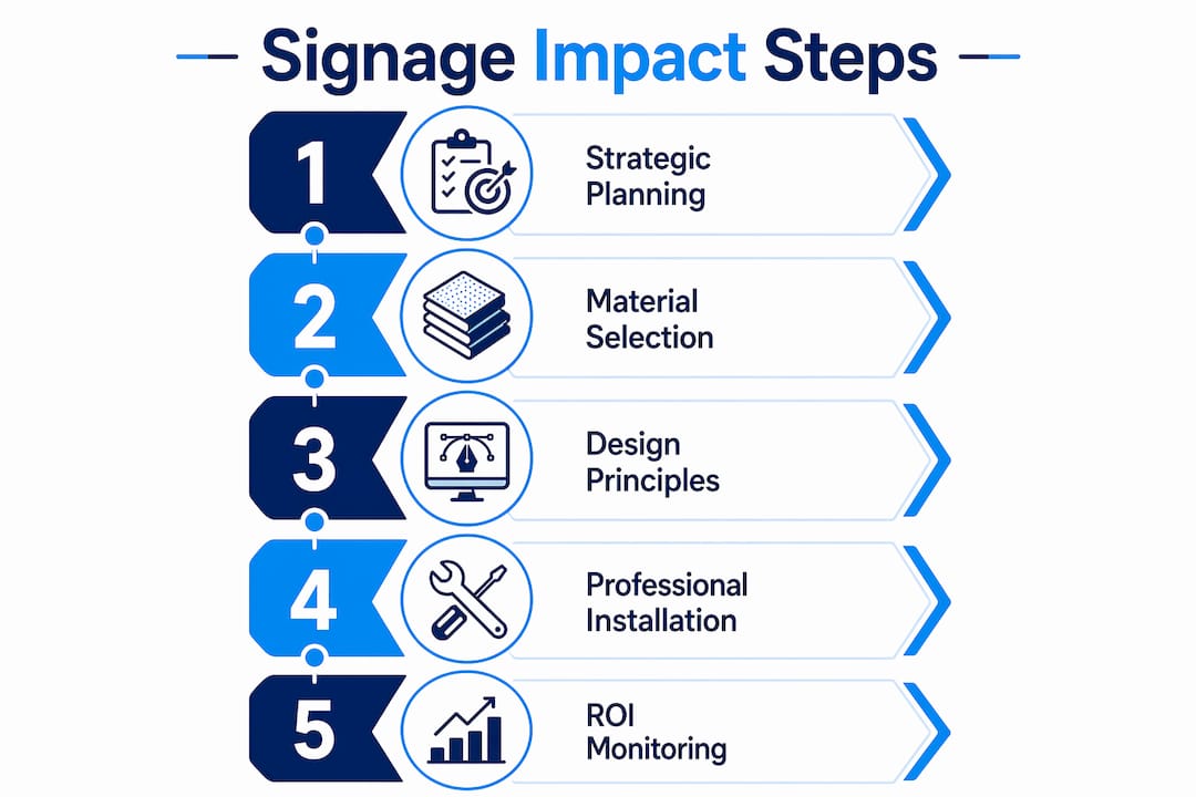Infographic showing steps for impactful signage