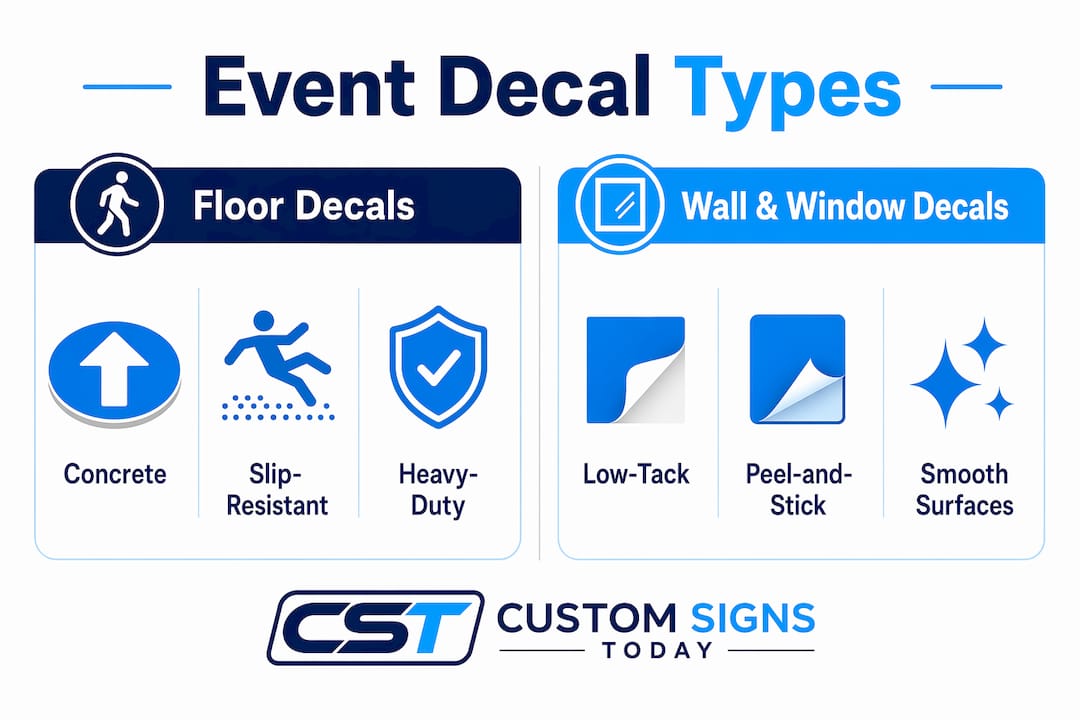 Infographic comparing floor decals and wall/window decals