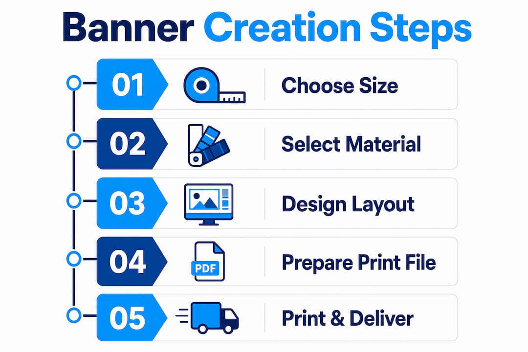 Infographic showing step-by-step banner creation process