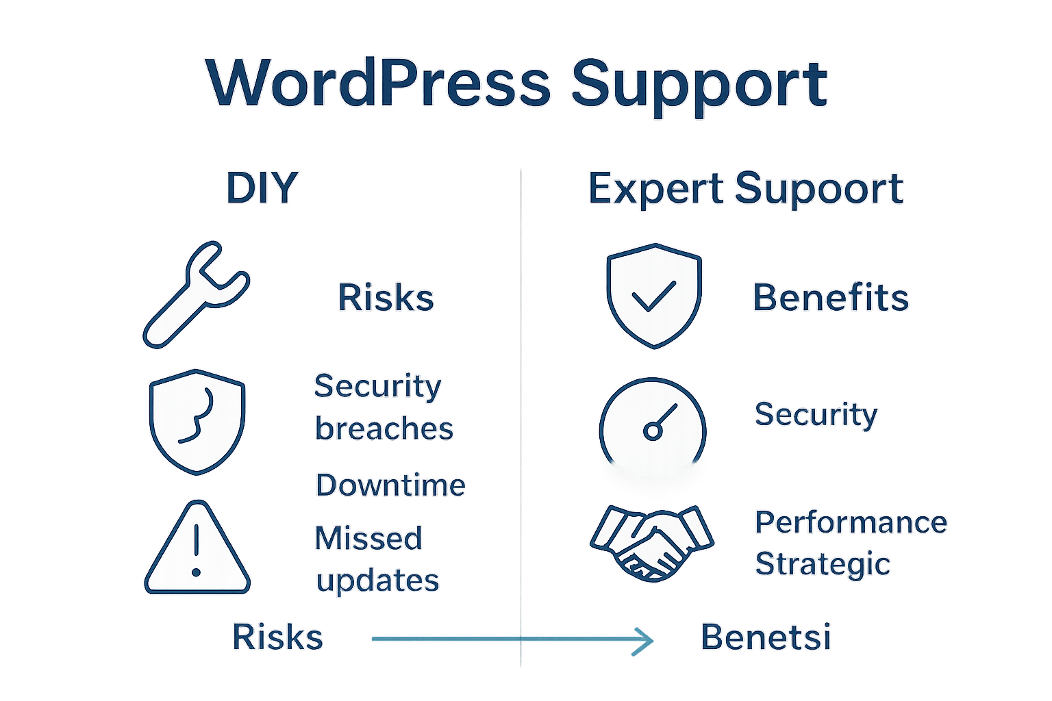 Comparison of risks and benefits of DIY vs expert WordPress support