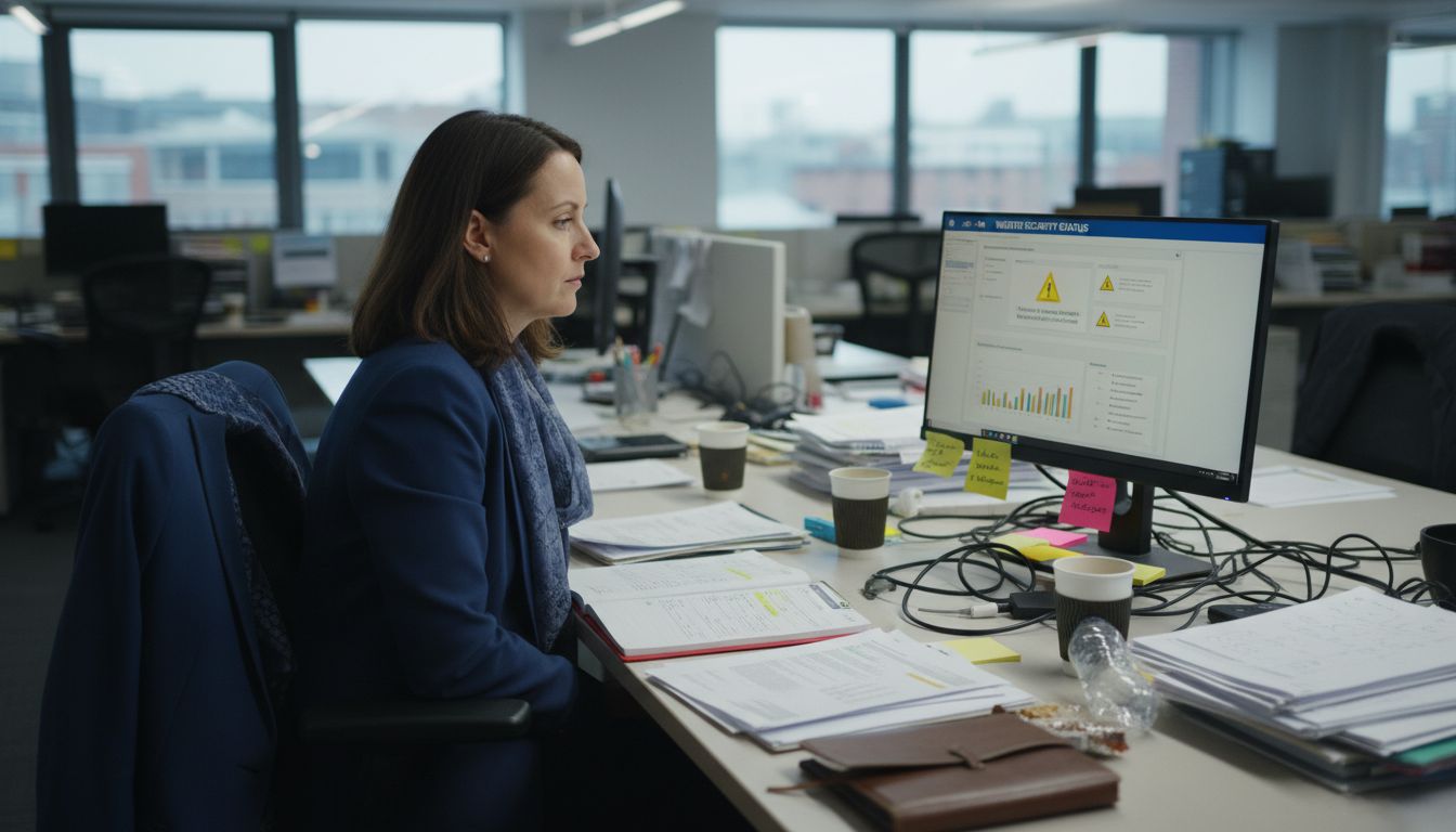 Woman conducting website security audit