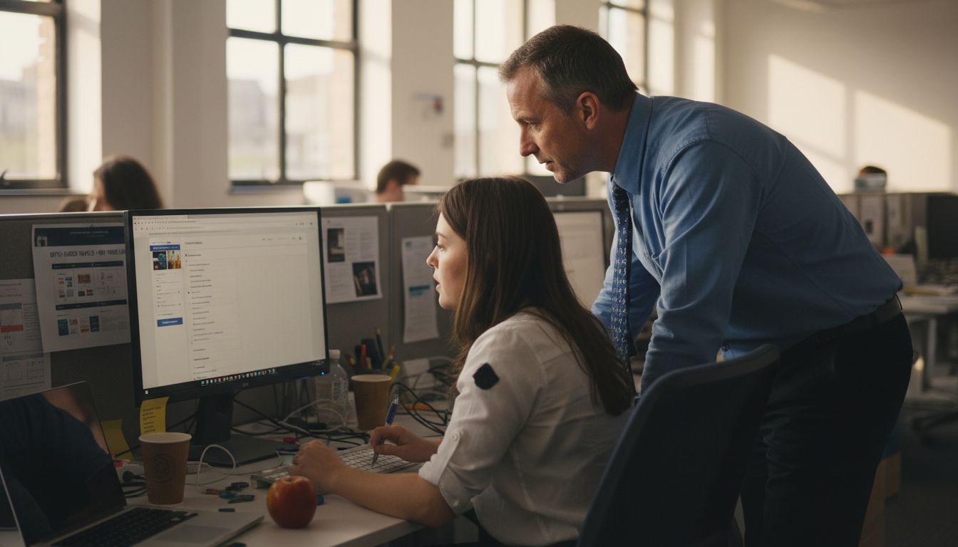 Consultants discussing WordPress theme customization
