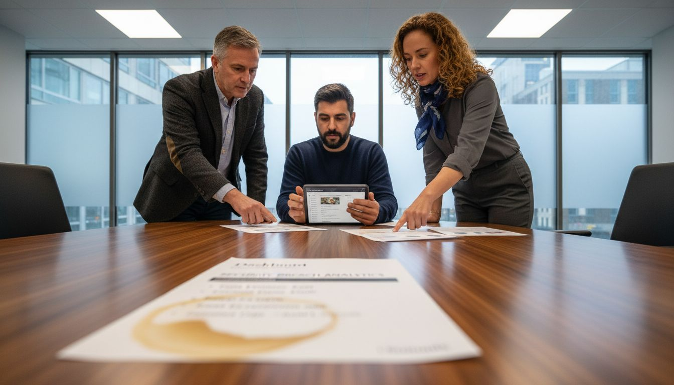 Business team discussing WordPress hosting options