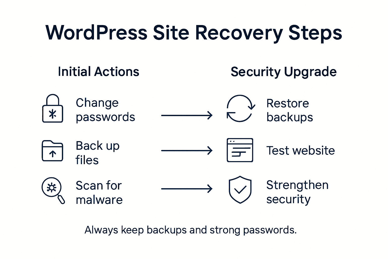 Infographic showing WordPress recovery steps overview
