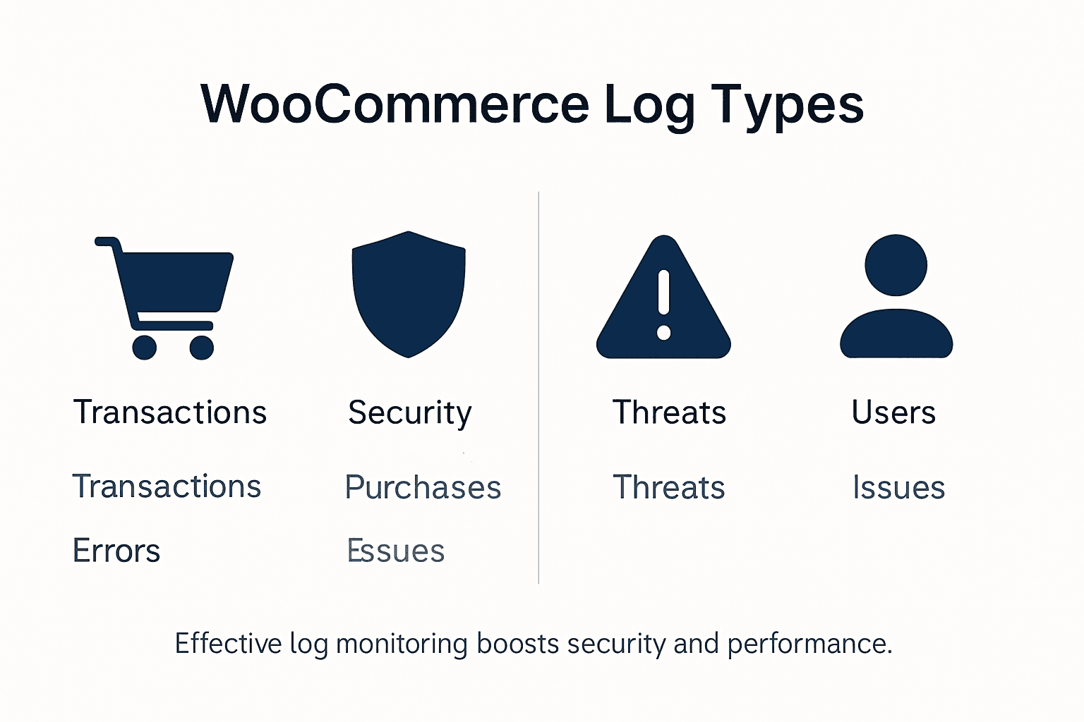 Infographic showing WooCommerce log types overview