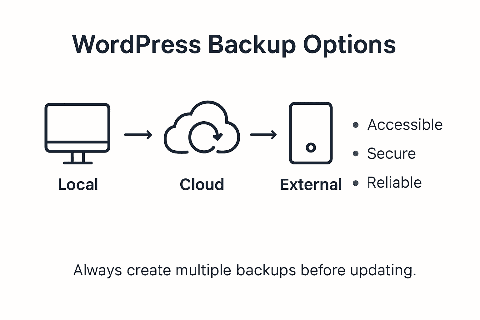 Infographic summarizing WordPress backup choices