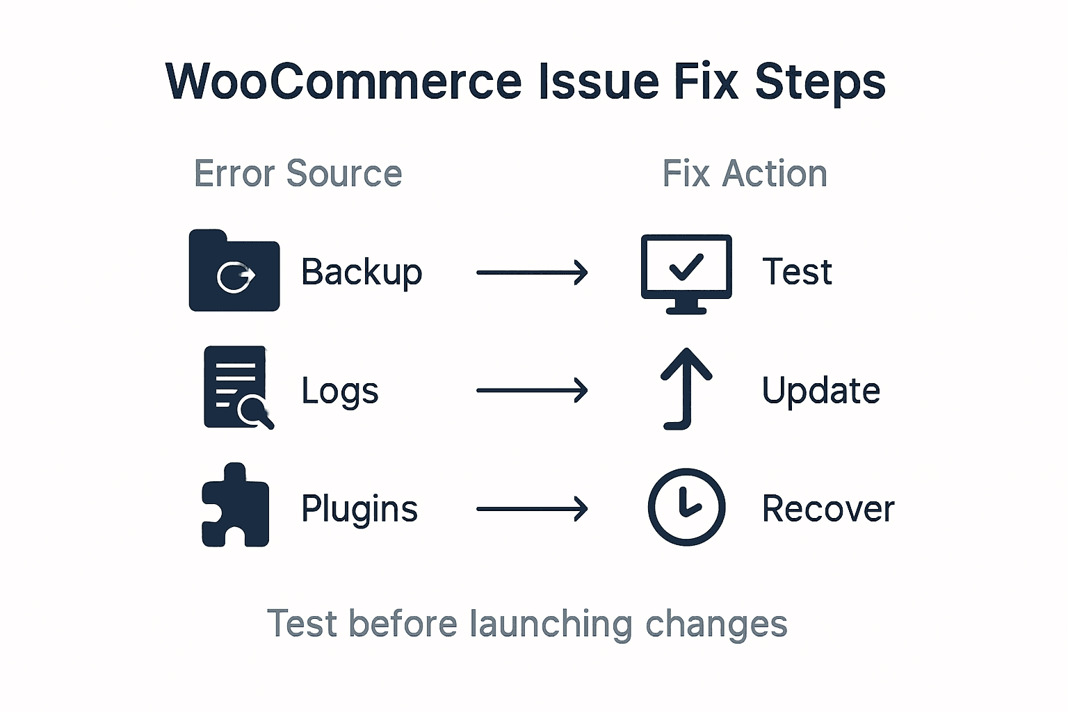 Infographic shows WooCommerce troubleshooting process