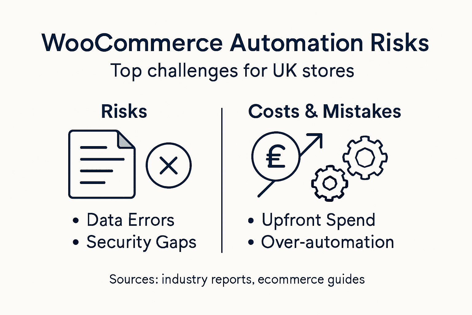 Infographic outlining risks and costs of WooCommerce automation