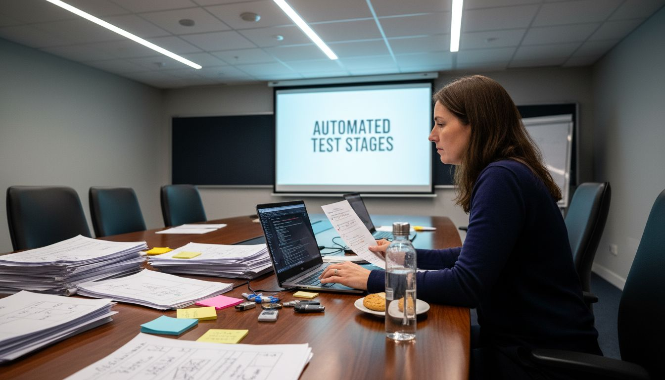 Team leader reviewing automated test stages