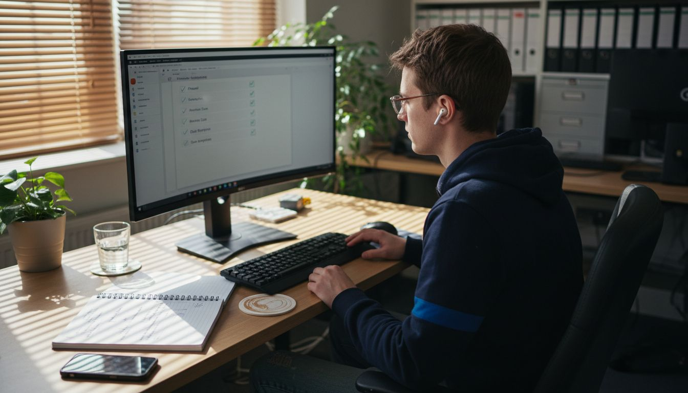 IT technician checking software security checklist