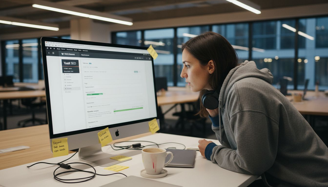 Woman setting WooCommerce technical SEO settings
