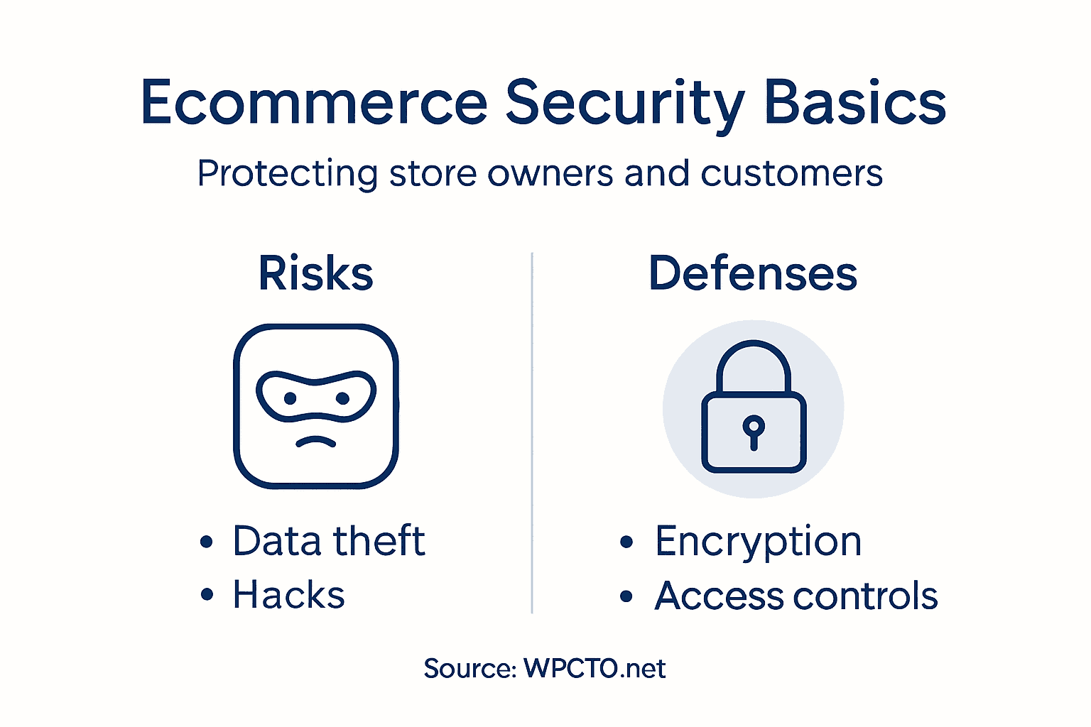 Ecommerce security risks and defenses infographic