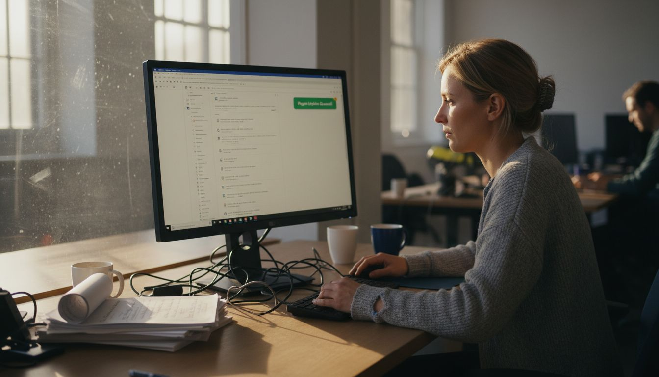 Web manager reviewing plugin update process