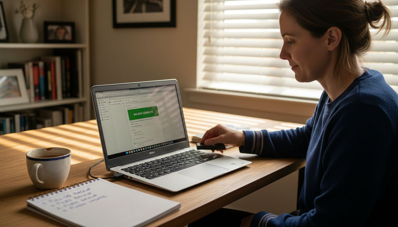 Woman backing up WordPress plugins before update