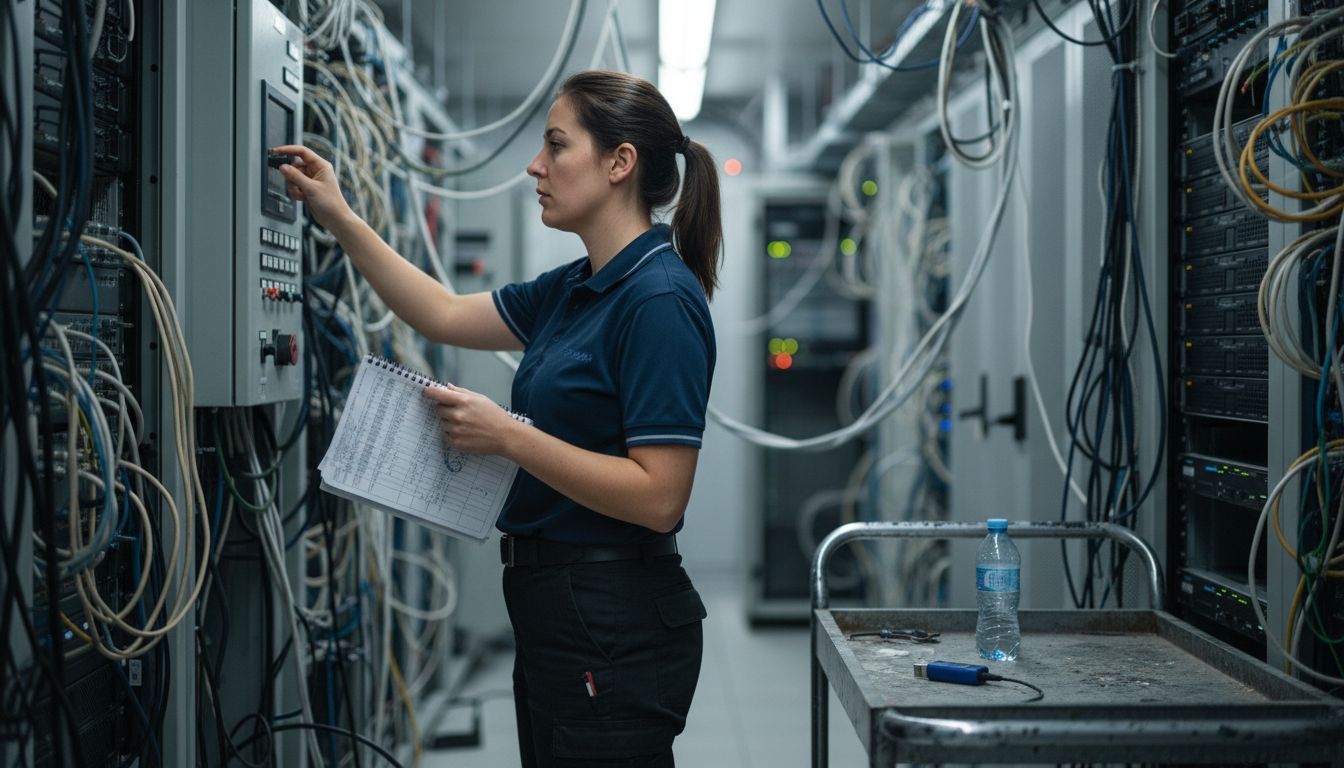 Technician updating server maintenance settings