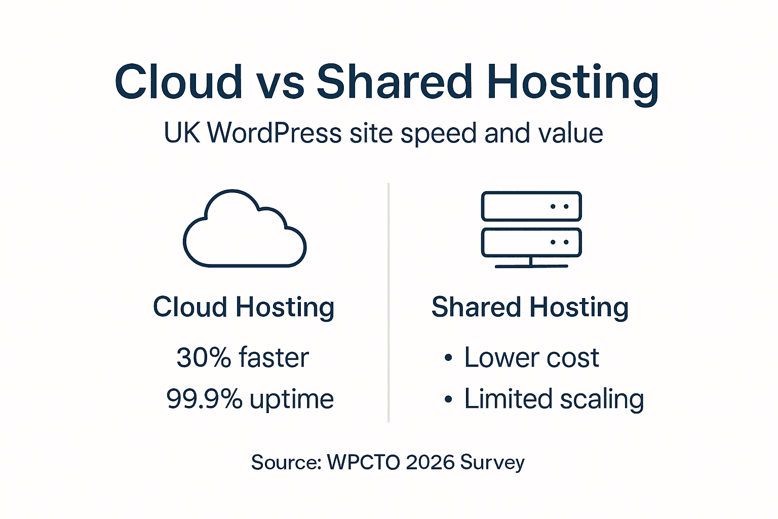Infographic comparing cloud and shared hosting features