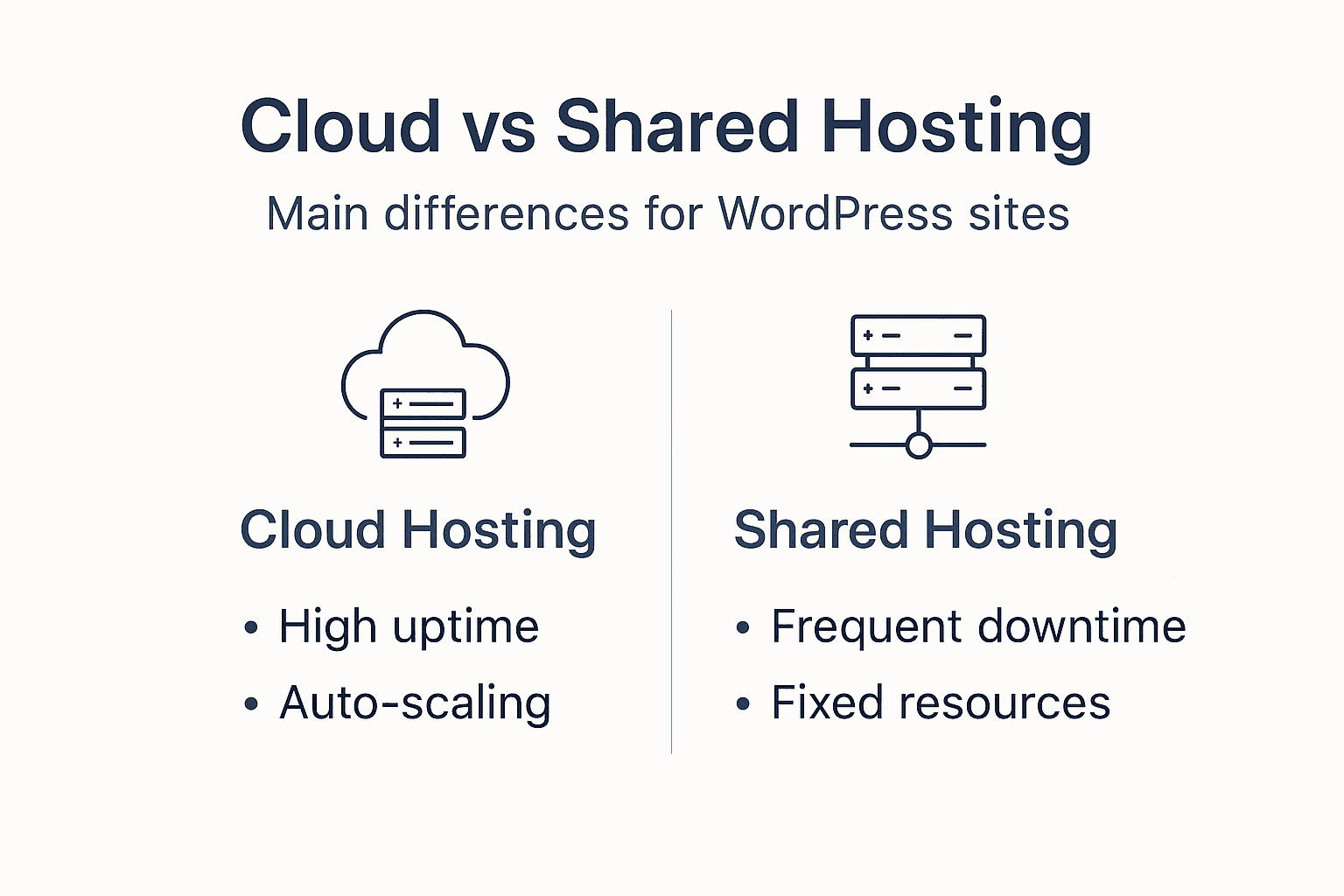 Infographic showing cloud versus shared hosting comparison