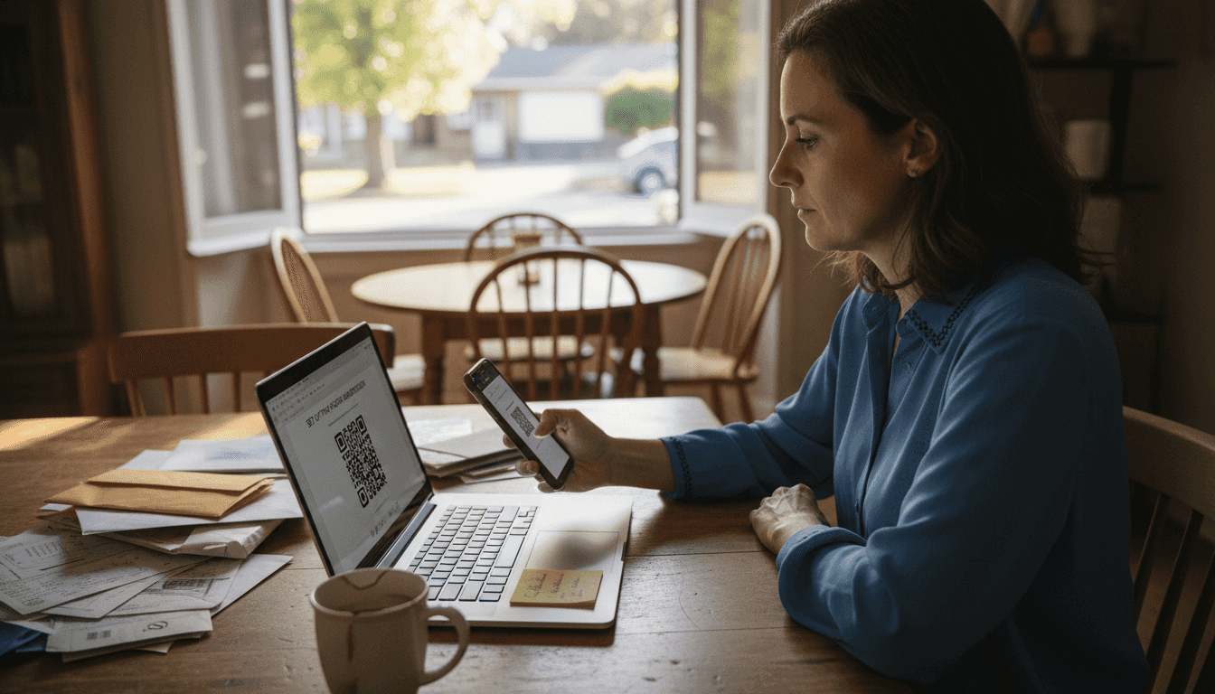 Business owner setting up two-factor authentication