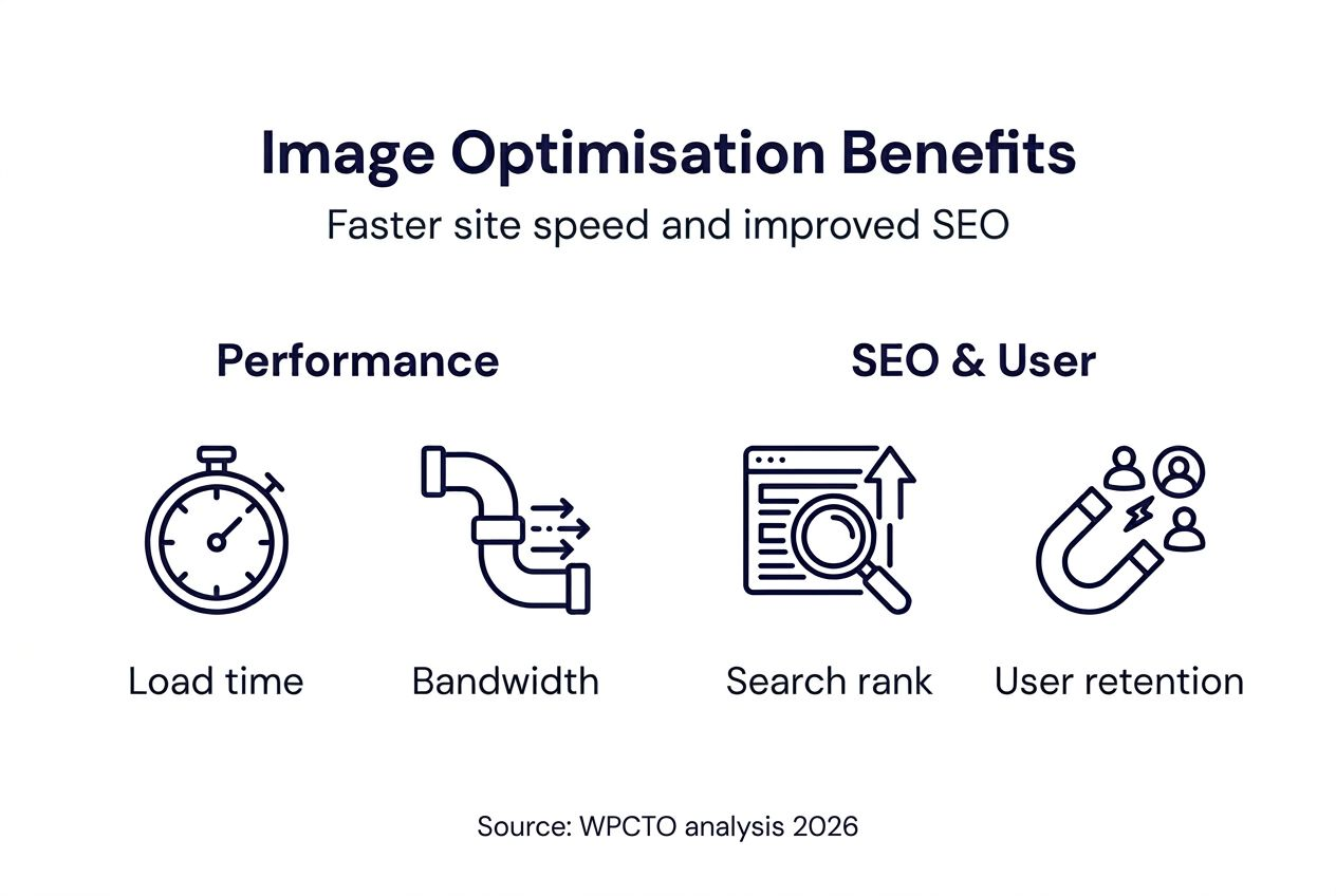 Infographic showing WordPress image optimisation benefits