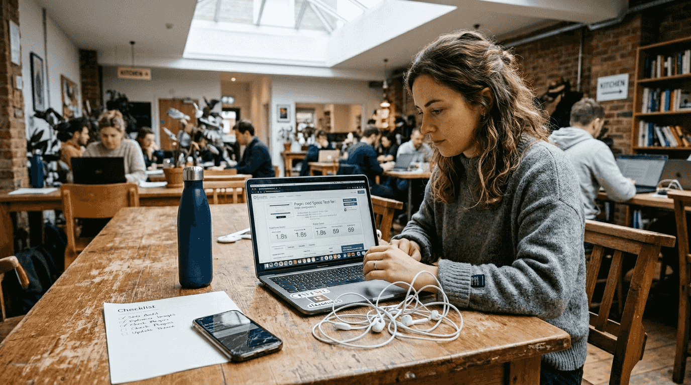 Woman optimising WordPress site speed