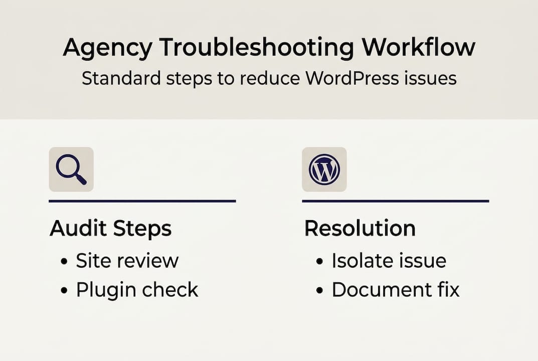 Infographic showing agency troubleshooting workflow